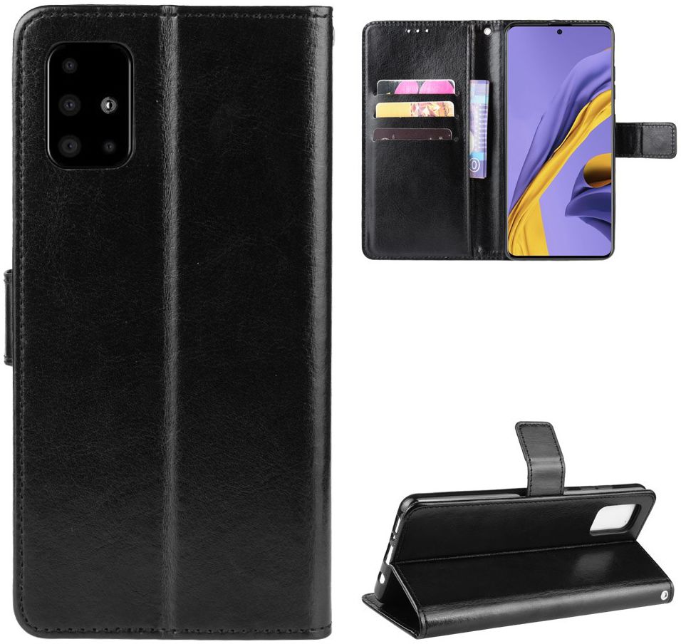 Samsung Galaxy A51 Hoesje Book Case Wallet Kunst Leer Zwart afbeelding 6