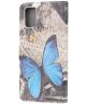Samsung Galaxy A71 Hoesje Portemonnee met Blauw Vlinder Print