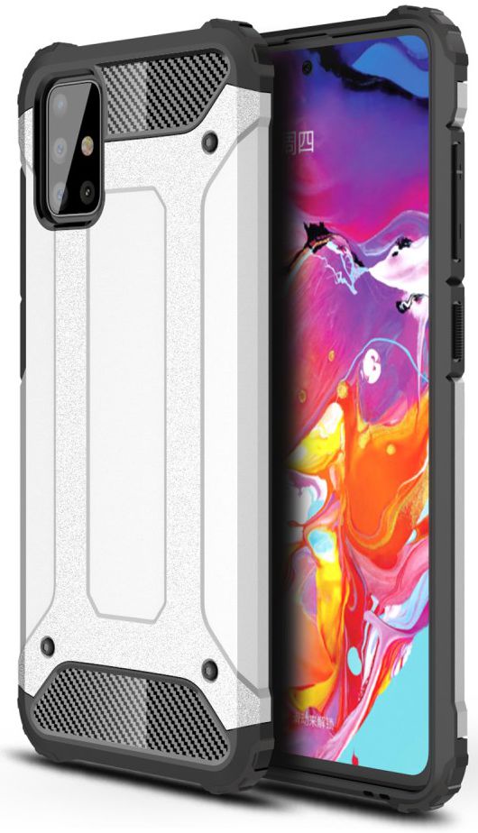 Samsung Galaxy A71 Hoesje Shock Proof Hybride Backcover Zilver afbeelding 1