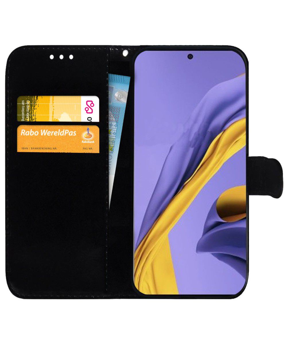 Samsung Galaxy A51 Hoesje Book Case Wallet Spiegelend Zwart afbeelding 2