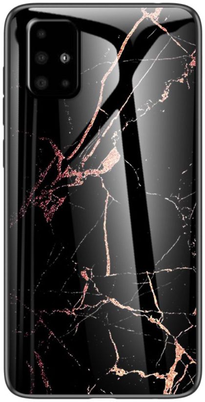 Samsung Galaxy A51 Hoesje Marmer Glass Zwart/Goud afbeelding 2