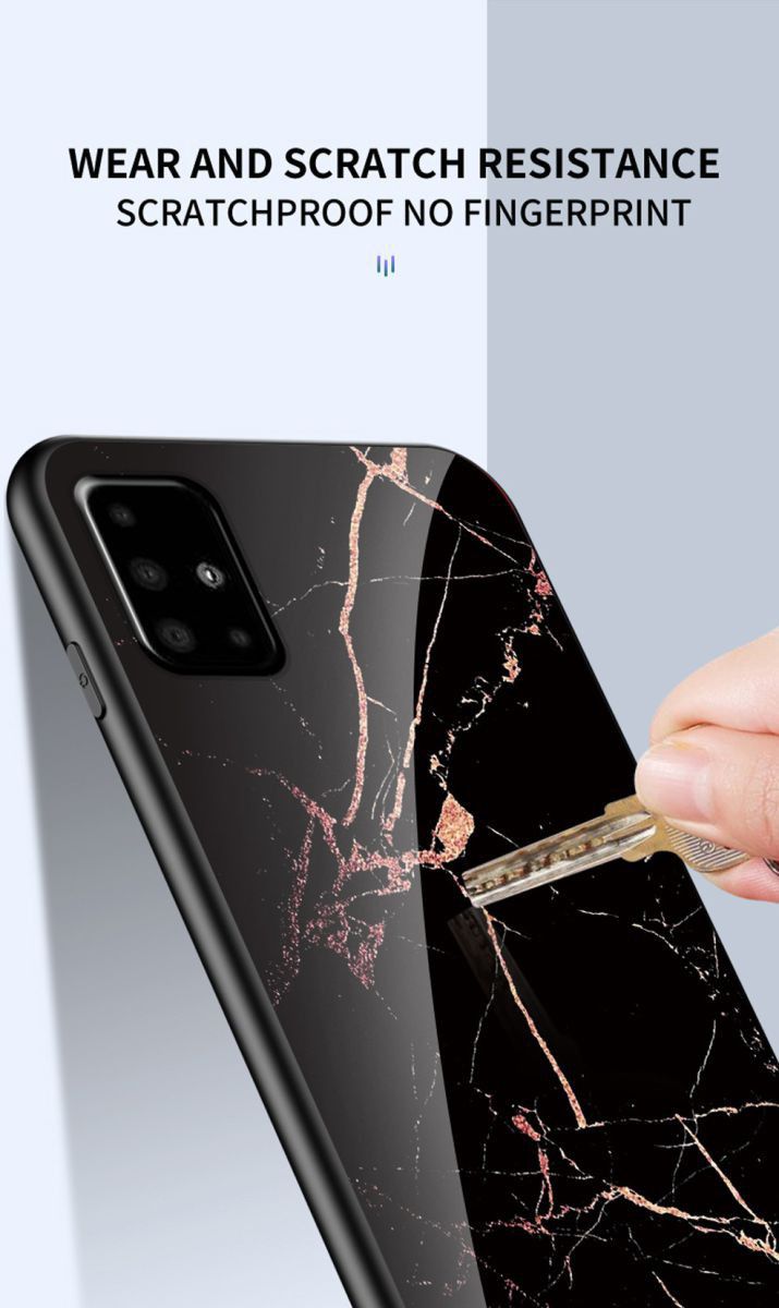 Samsung Galaxy A51 Hoesje Marmer Glass Zwart/Goud afbeelding 5