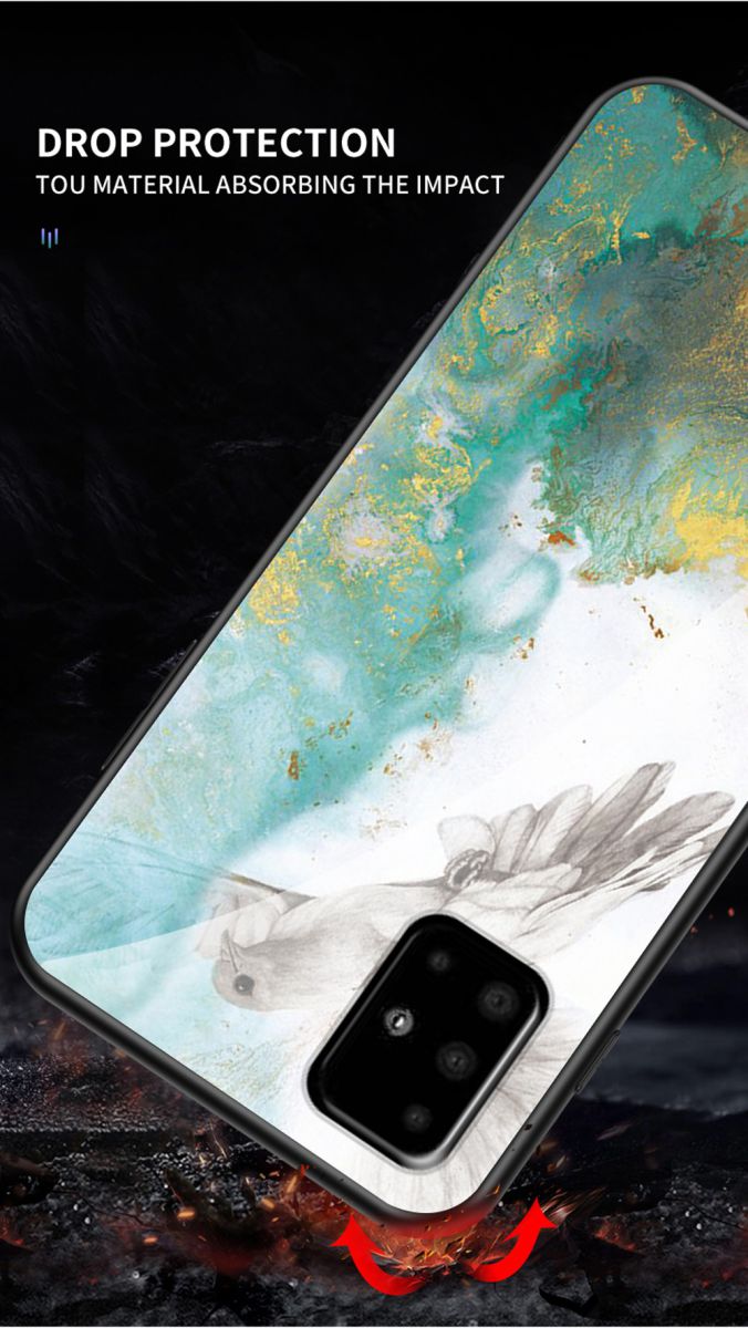 Samsung Galaxy A51 Hoesje Marmer Glass Blauw/Groen afbeelding 9