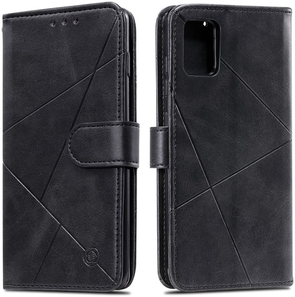 Samsung Galaxy A51 Hoesje Book Case Wallet Design Lines Zwart afbeelding 8