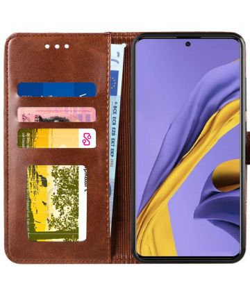 Samsung Galaxy A51 Hoesje Book Case Wallet Design Lines Bruin Hoesjes