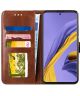 Samsung Galaxy A51 Hoesje Book Case Wallet Design Lines Bruin