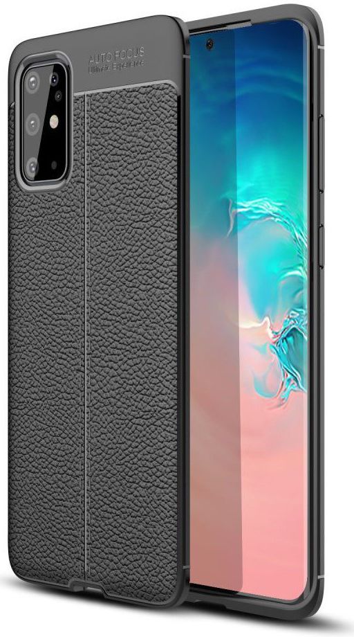 Samsung Galaxy S20 Plus Hoesje TPU Leer Design Zwart afbeelding 1