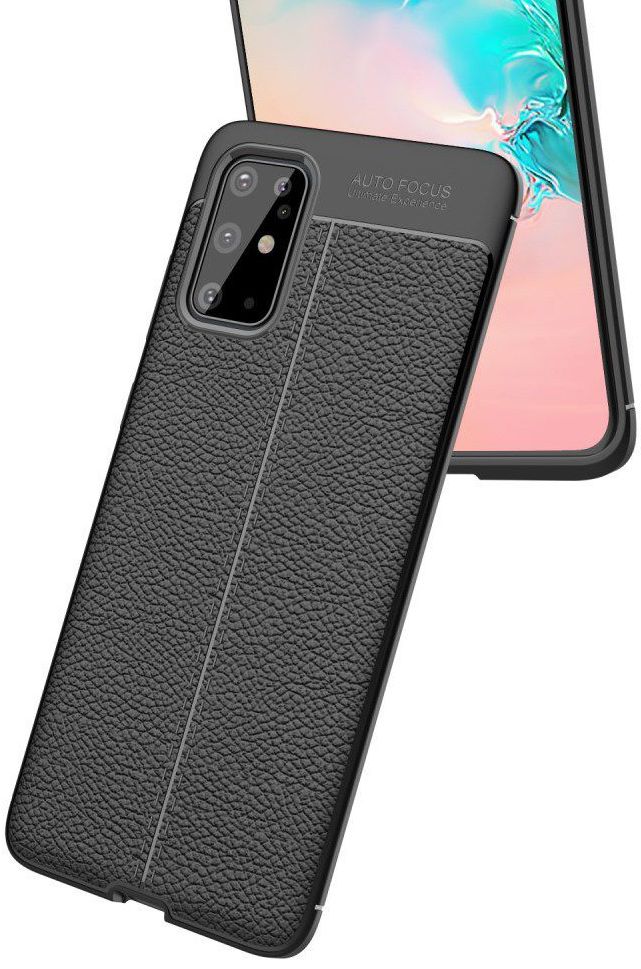 Samsung Galaxy S20 Plus Hoesje TPU Leer Design Zwart afbeelding 2