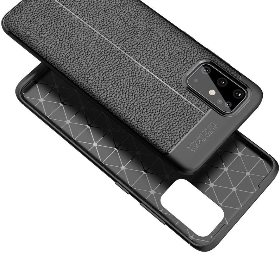 Samsung Galaxy S20 Plus Hoesje TPU Leer Design Zwart afbeelding 4