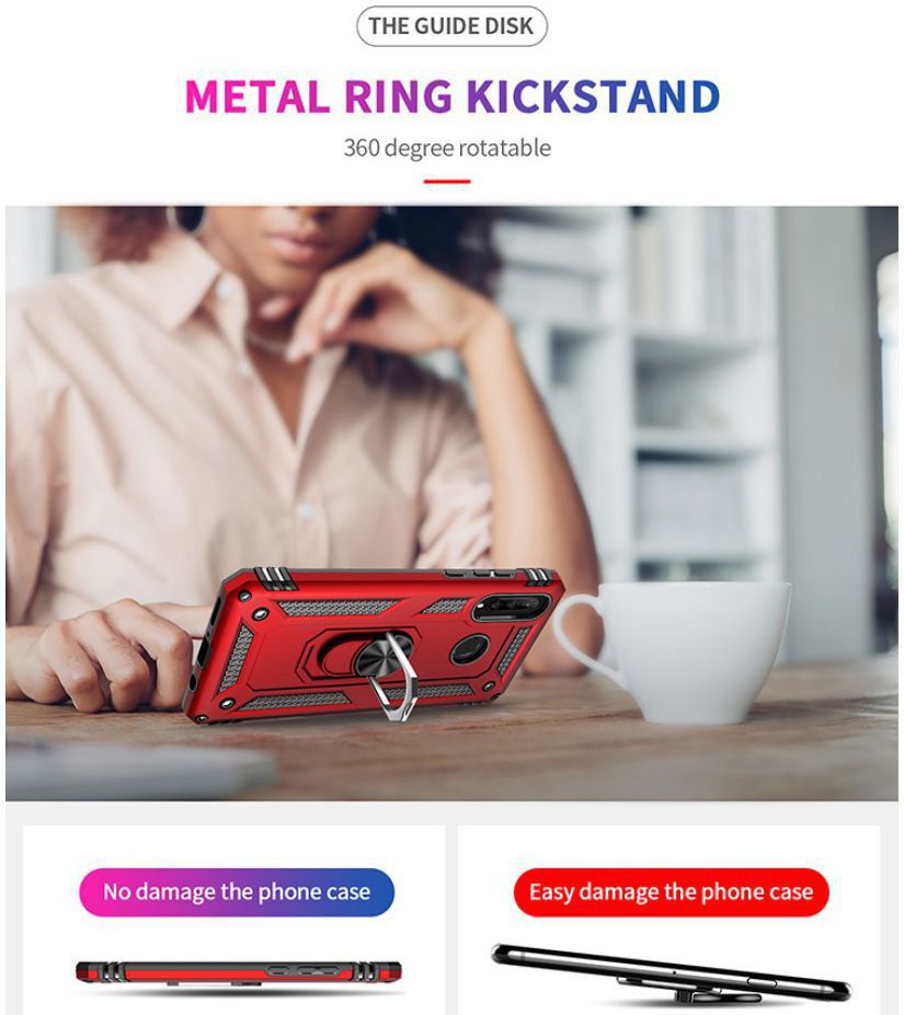 Huawei P30 Lite Hybride Hoesje met Kickstand Rood afbeelding 10