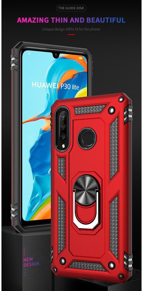 Huawei P30 Lite Hybride Hoesje met Kickstand Rood afbeelding 11