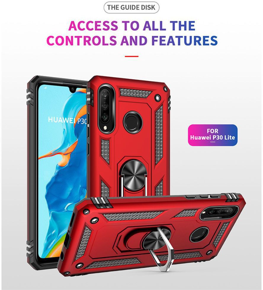 Huawei P30 Lite Hybride Hoesje met Kickstand Rood afbeelding 12