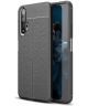 Honor 20 / Huawei Nova 5T Hoesje TPU Met Leren Textuur Zwart