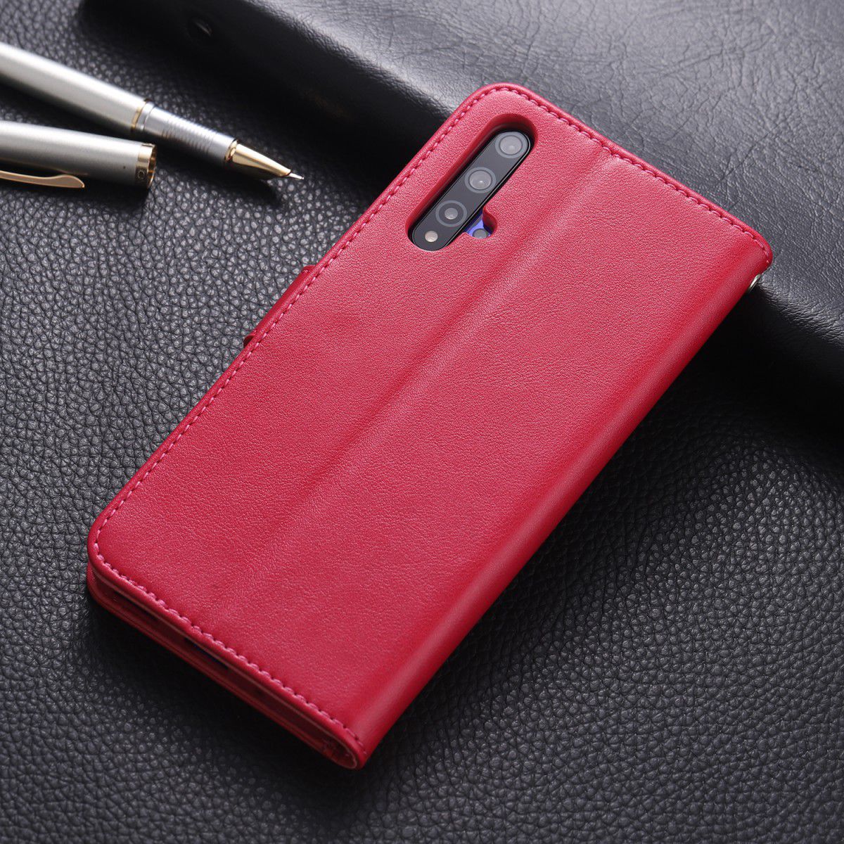 AZNS Huawei Honor 20S / Honor 20/nova 5T Portemonnee Stand Hoes Rood afbeelding 2