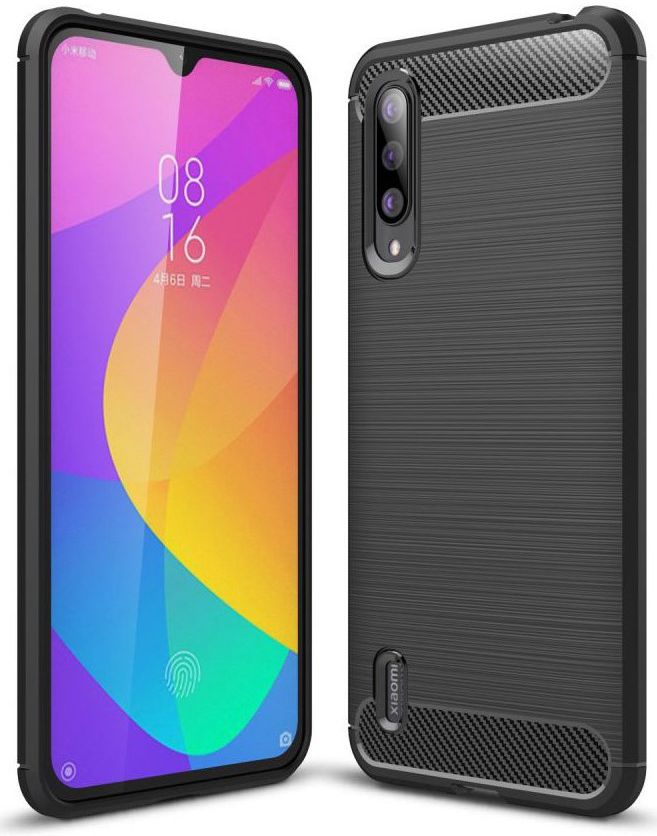 Xiaomi Mi 9 Lite Geborsteld TPU Hoesje Zwart afbeelding 1