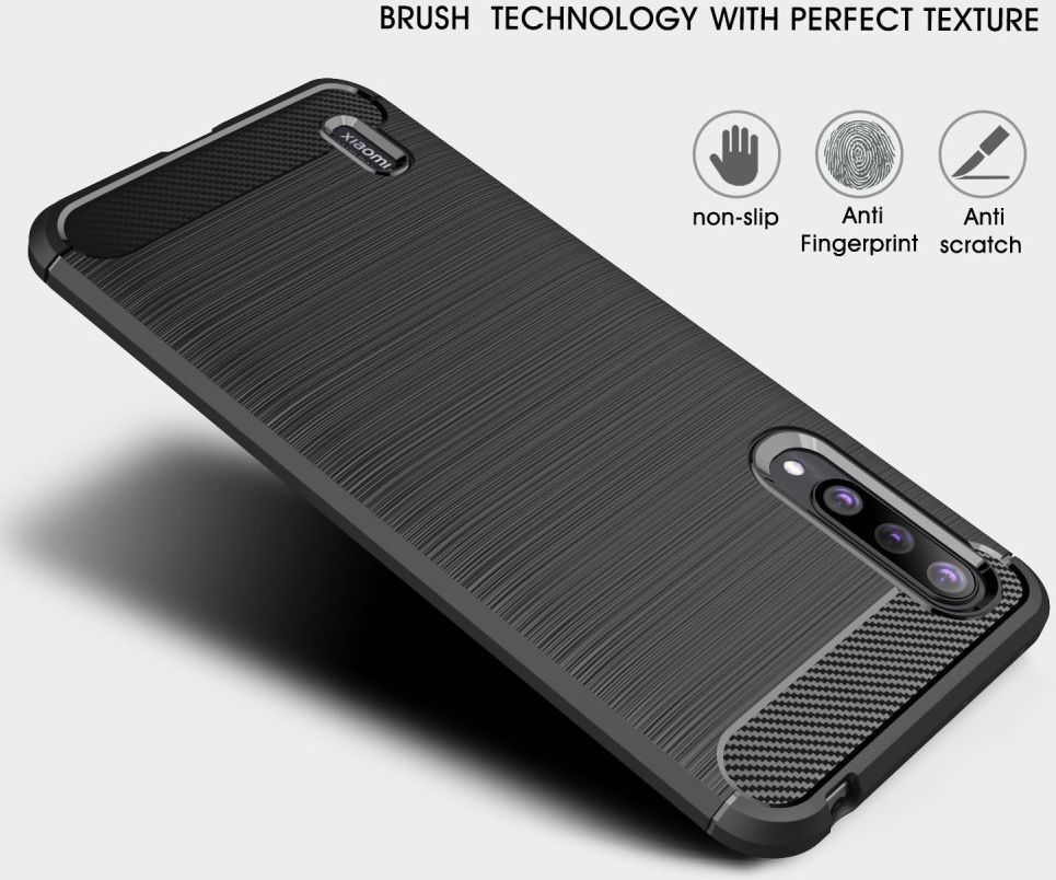Xiaomi Mi 9 Lite Geborsteld TPU Hoesje Zwart afbeelding 6