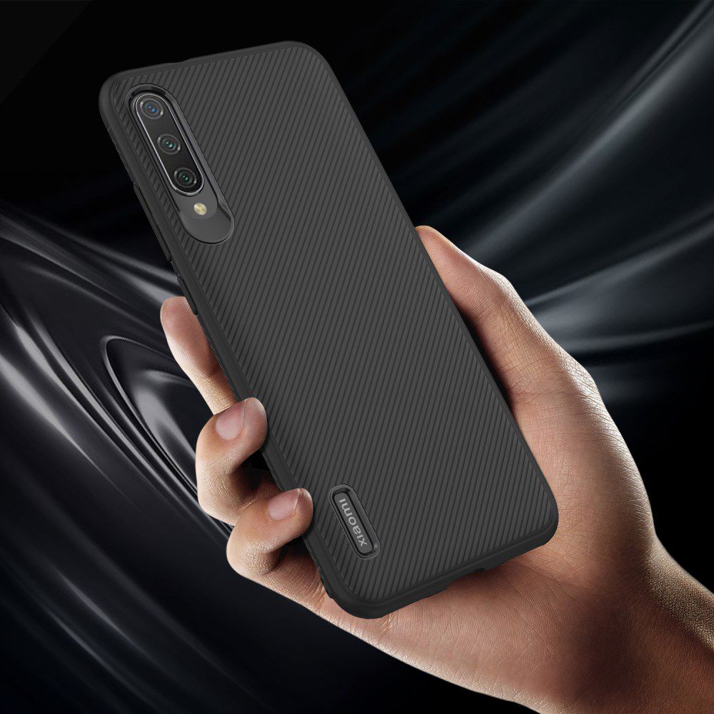Xiaomi Mi 9 Lite Twill Slim Texture TPU Hoesje Zwart afbeelding 6