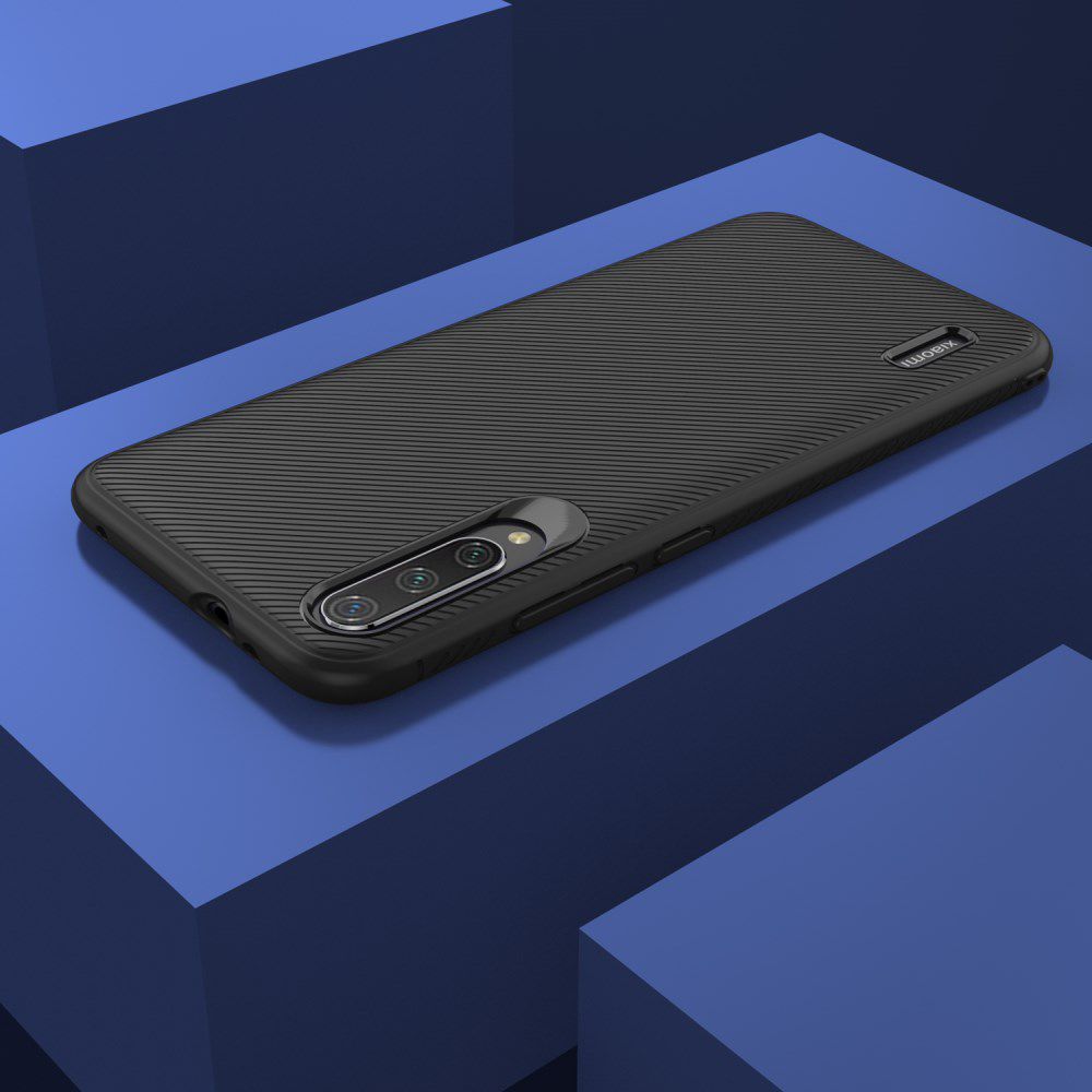 Xiaomi Mi 9 Lite Twill Slim Texture TPU Hoesje Zwart afbeelding 8