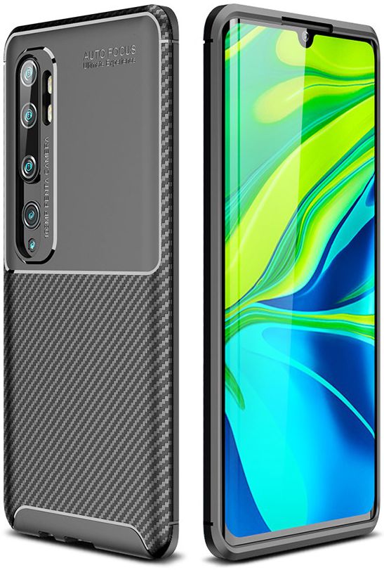 Xiaomi Mi Note 10 (Pro) Siliconen Carbon Hoesje Zwart afbeelding 1