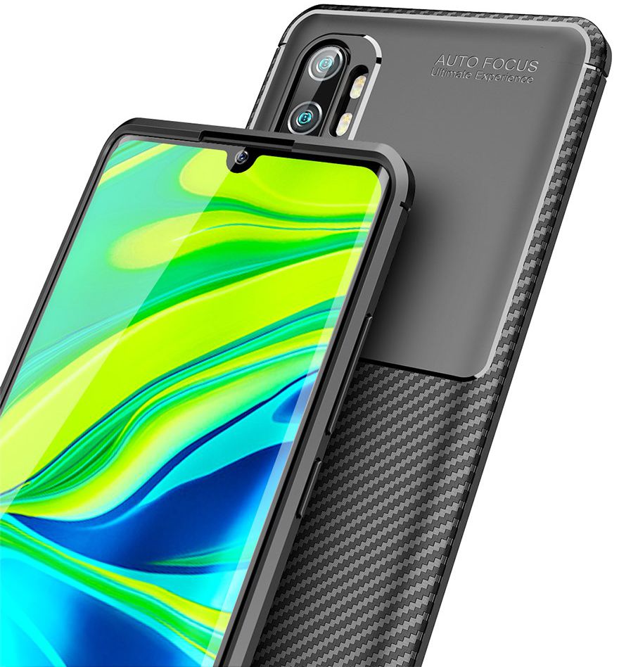 Xiaomi Mi Note 10 (Pro) Siliconen Carbon Hoesje Zwart afbeelding 6