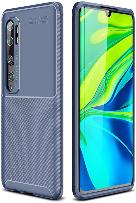 Xiaomi Mi Note 10 (Pro) Siliconen Carbon Hoesje Blauw afbeelding 1