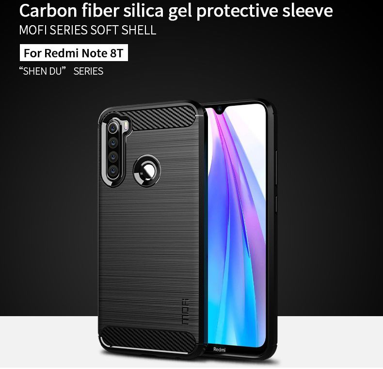 Xiaomi Redmi Note 8T Geborsteld TPU Hoesje Zwart afbeelding 5