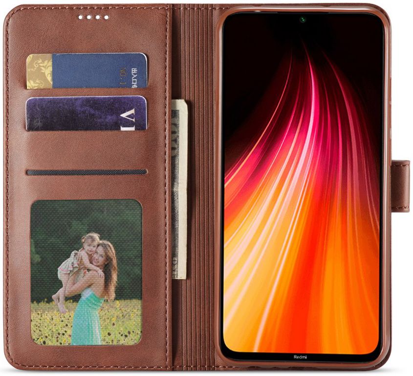 Xiaomi Redmi Note 8T Stand Portemonnee Bookcase Hoesje Coffee afbeelding 2