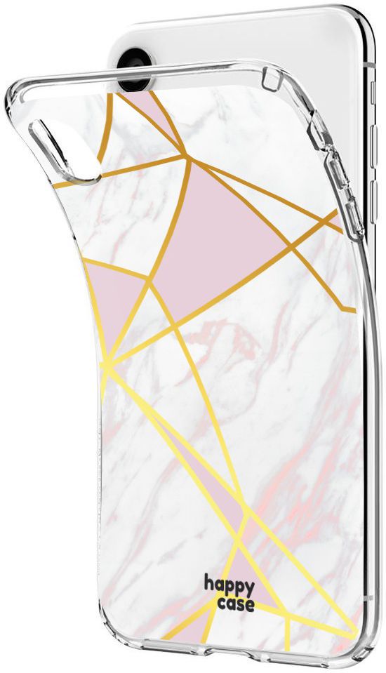 HappyCase Apple iPhone XR Hoesje Flexibel TPU Roze Marmer Print afbeelding 3