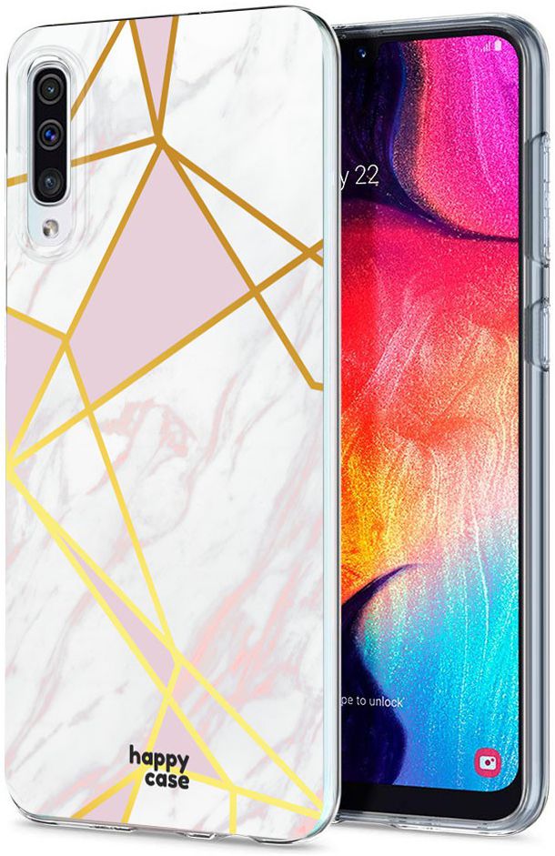 HappyCase Samsung Galaxy A50 Hoesje Flexibel TPU Roze Marmer Print afbeelding 2