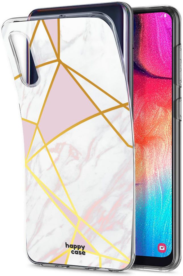 HappyCase Samsung Galaxy A50 Hoesje Flexibel TPU Roze Marmer Print afbeelding 3