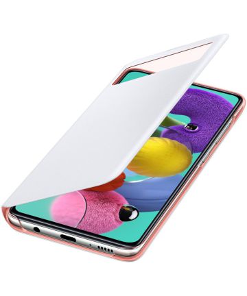 Origineel Samsung Galaxy A71 Hoesje S-View Wallet Cover Wit/Roze Hoesjes
