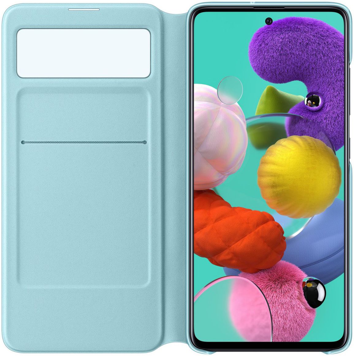 Origineel Samsung Galaxy A51 Hoesje S-View Wallet Cover Zwart/Blauw afbeelding 2