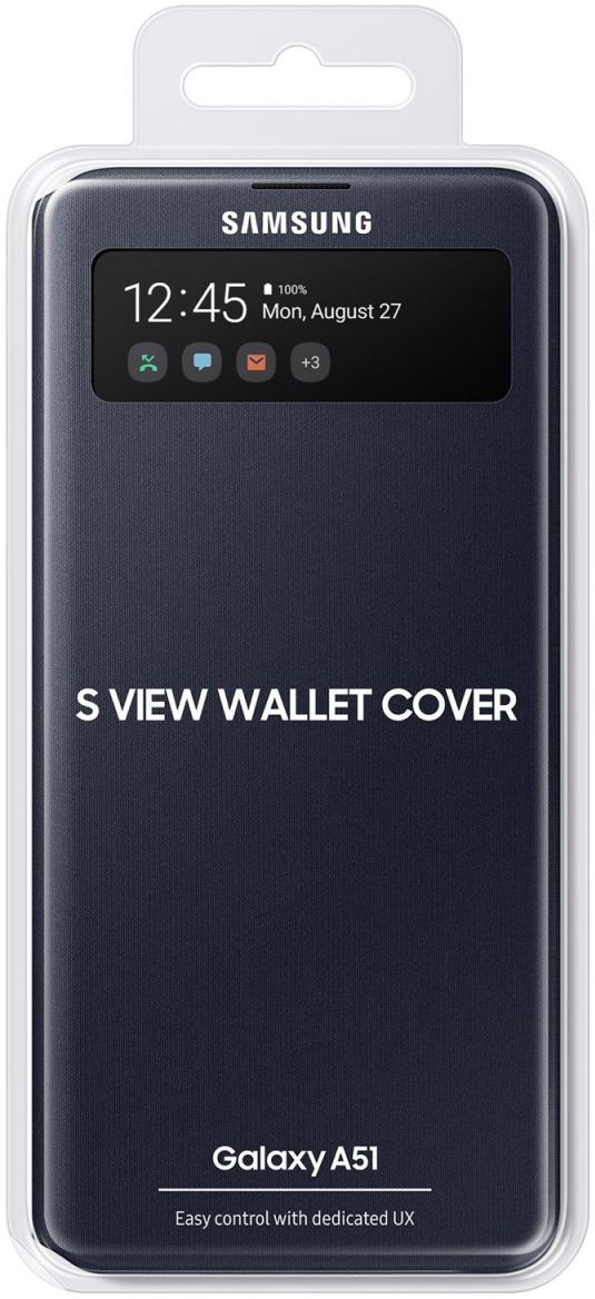 Origineel Samsung Galaxy A51 Hoesje S-View Wallet Cover Zwart/Blauw afbeelding 3