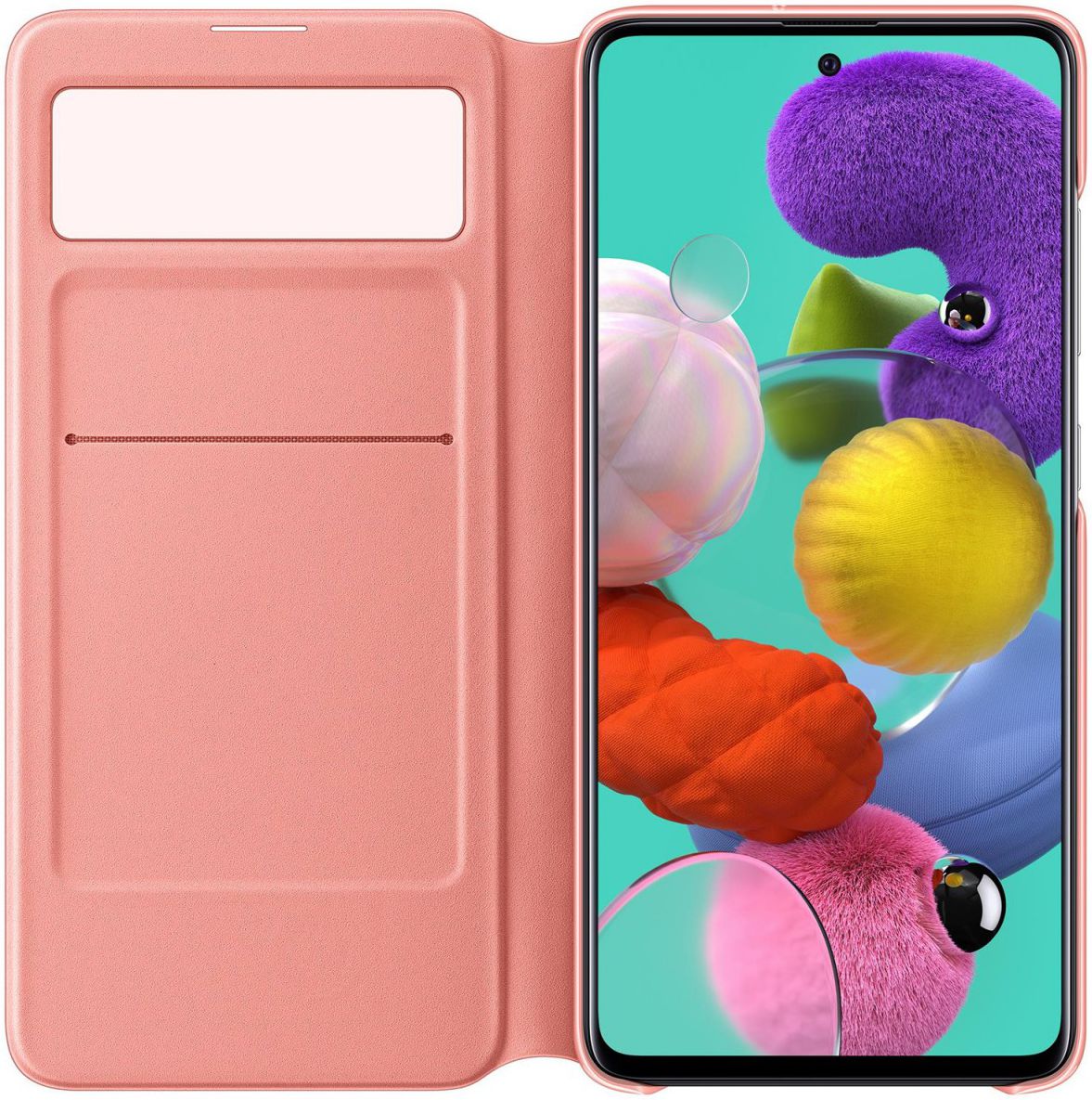 Origineel Samsung Galaxy A51 Hoesje S-View Wallet Cover Wit/Roze afbeelding 2