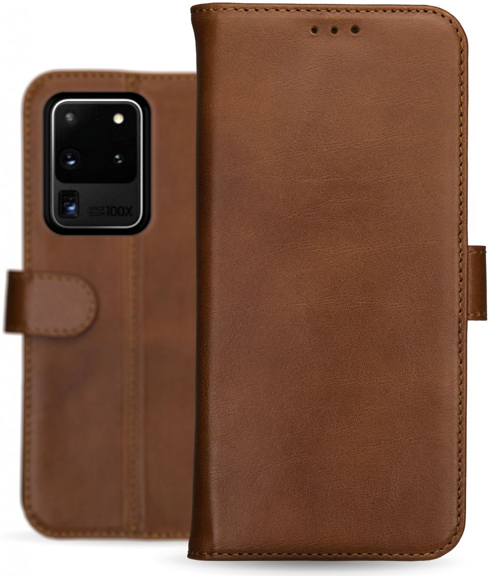 Rosso Deluxe Samsung Galaxy S20 Ultra Hoesje Echt Leer Book Case Bruin afbeelding 13