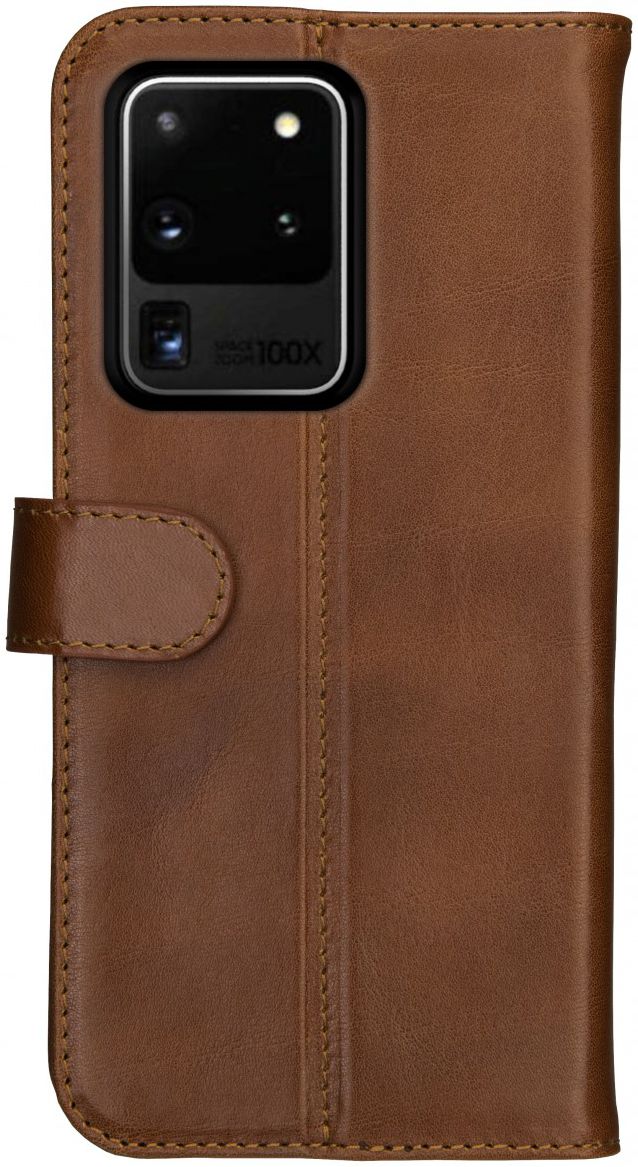 Rosso Deluxe Samsung Galaxy S20 Ultra Hoesje Echt Leer Book Case Bruin afbeelding 8