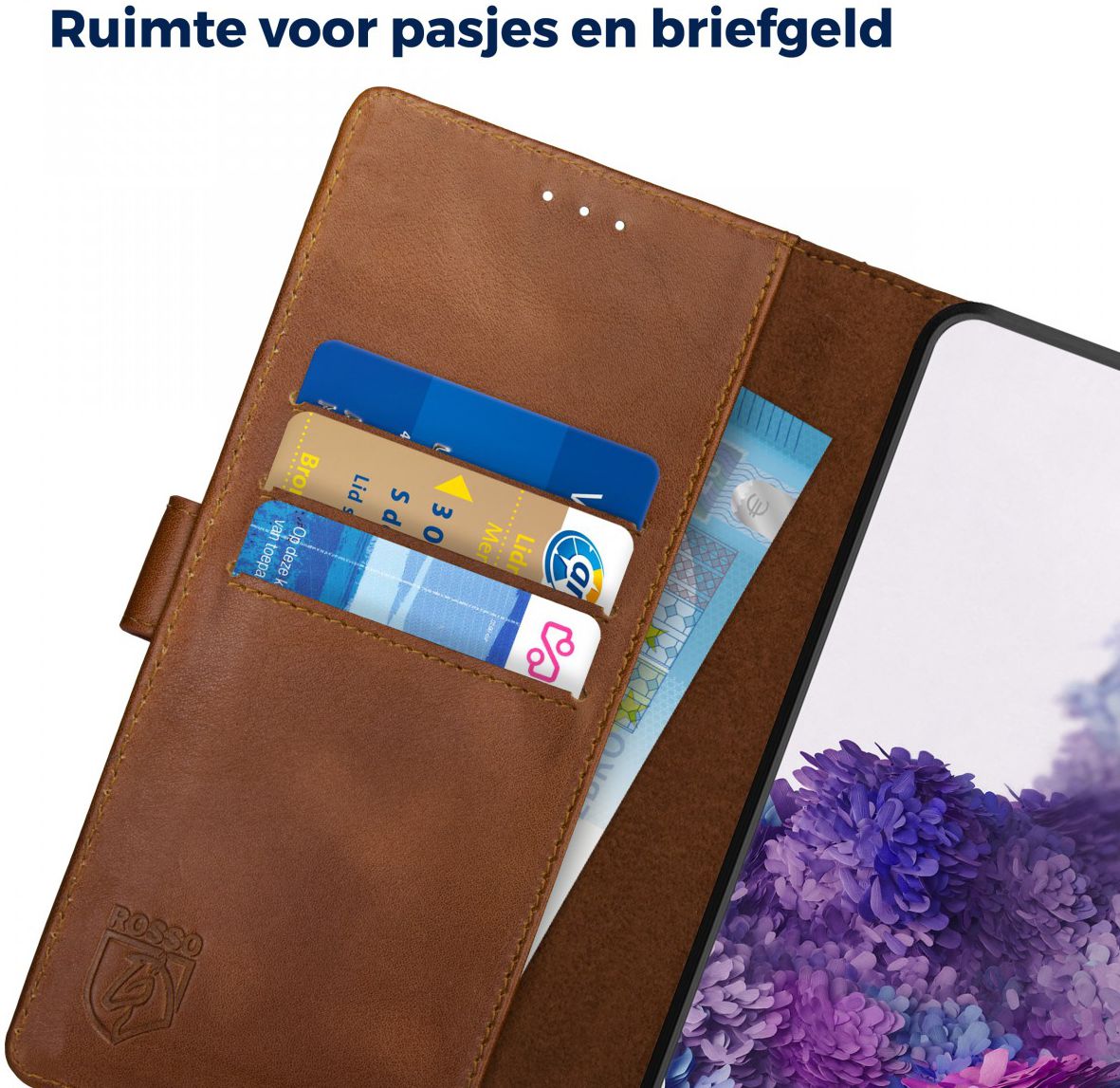 Rosso Deluxe Samsung Galaxy S20 Hoesje Echt Leer Book Case Bruin afbeelding 8
