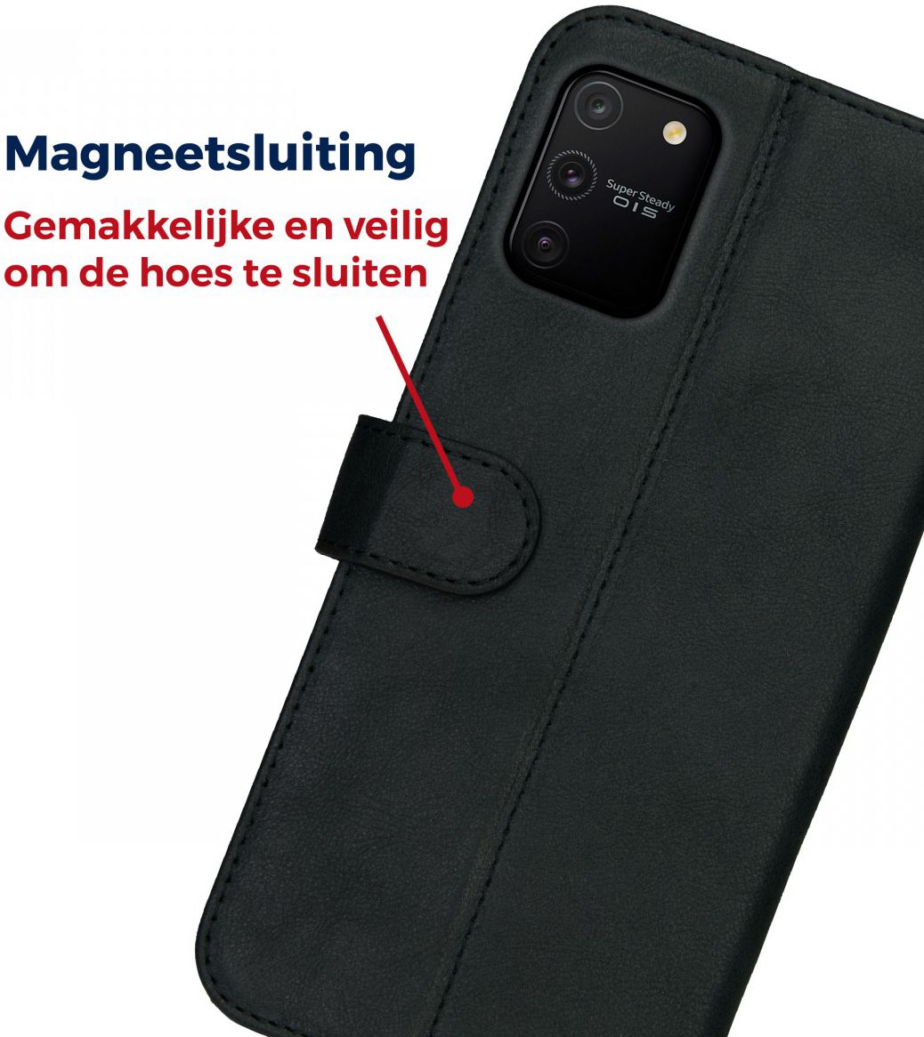 Rosso Deluxe Samsung Galaxy S10 Lite Hoesje Echt Leer Book Case Zwart afbeelding 9