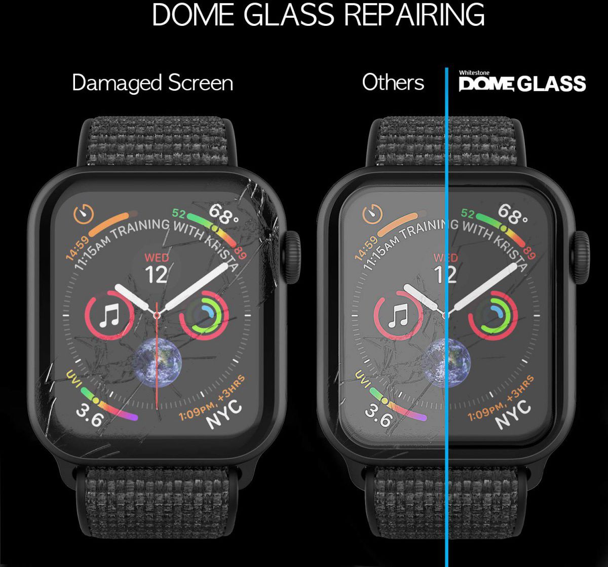 Whitestone Dome Glass Apple Watch 40MM Screenprotector (2-Pack) afbeelding 6