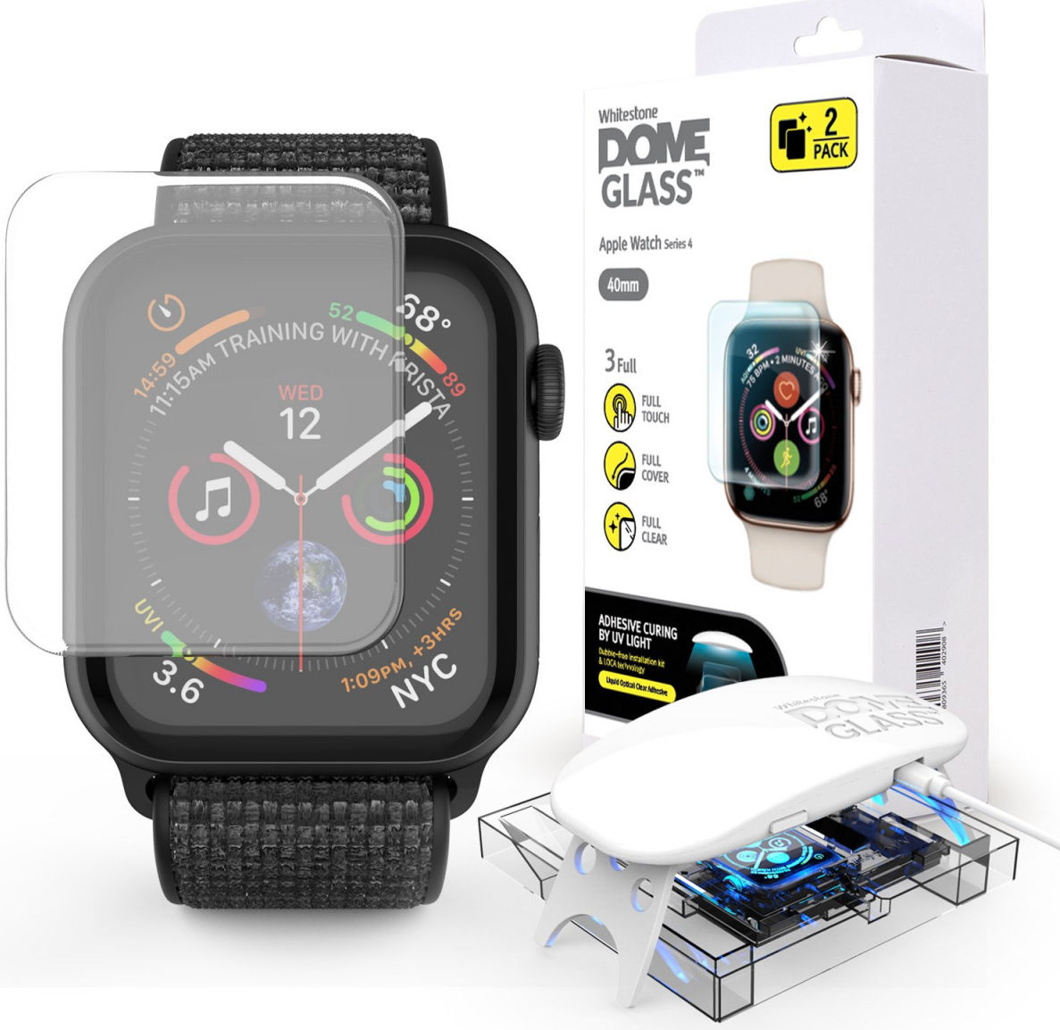 Whitestone Dome Glass Apple Watch 40MM Screenprotector (2-Pack) afbeelding 1