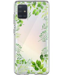 HappyCase Samsung Galaxy A51 Hoesje Flexibel TPU Leaves Print afbeelding