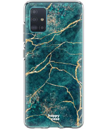 HappyCase Samsung Galaxy A51 Hoesje Flexibel TPU Aqua Marmer Print Hoesjes