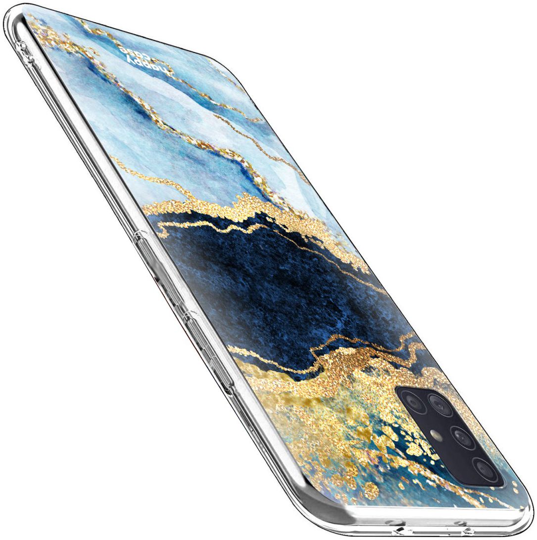 HappyCase Samsung Galaxy A51 Hoesje Flexibel TPU Blauw Marmer Print afbeelding 7