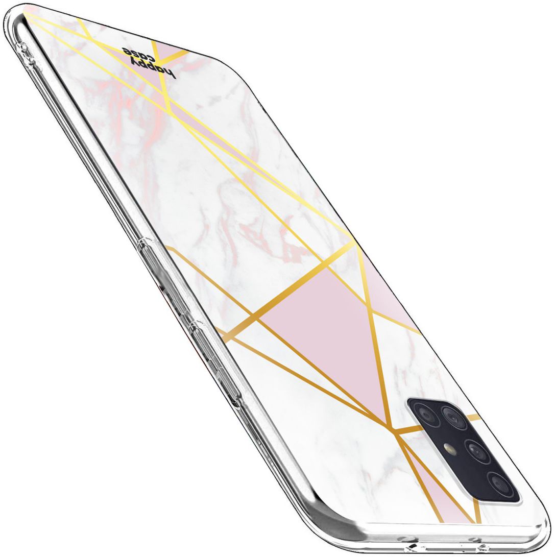 HappyCase Samsung Galaxy A51 Hoesje Flexibel TPU Roze Marmer Print afbeelding 4