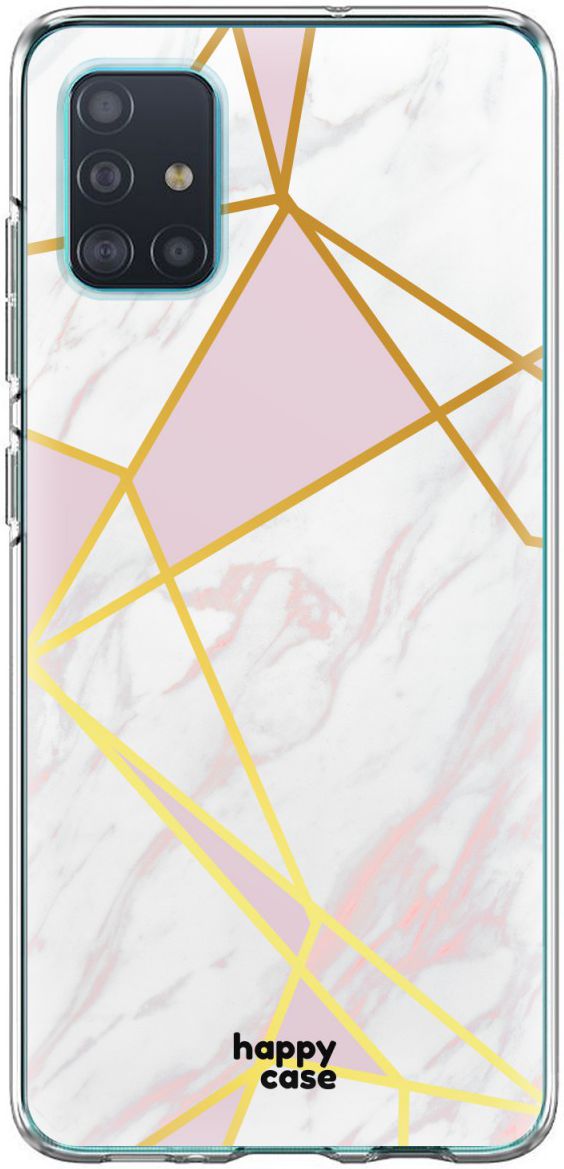 HappyCase Samsung Galaxy A51 Hoesje Flexibel TPU Roze Marmer Print afbeelding 1