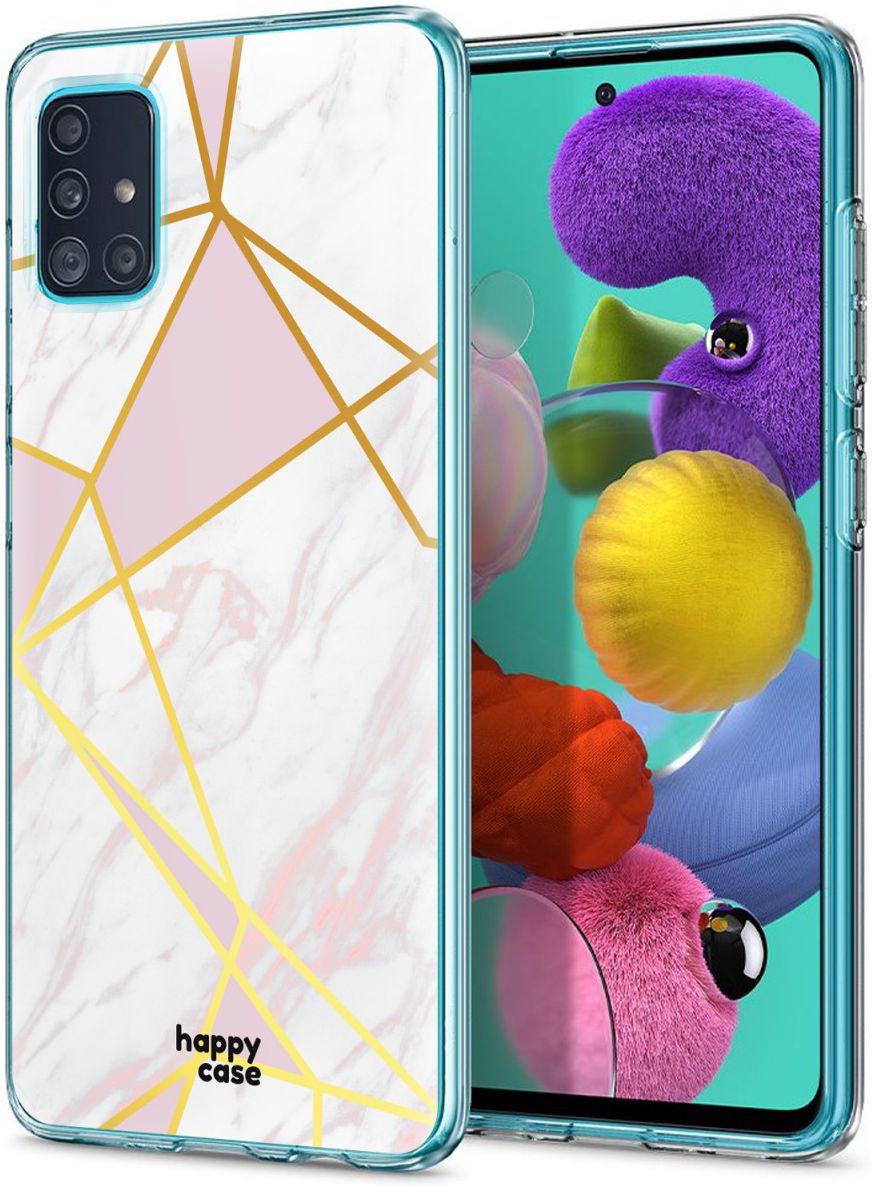 HappyCase Samsung Galaxy A51 Hoesje Flexibel TPU Roze Marmer Print afbeelding 6