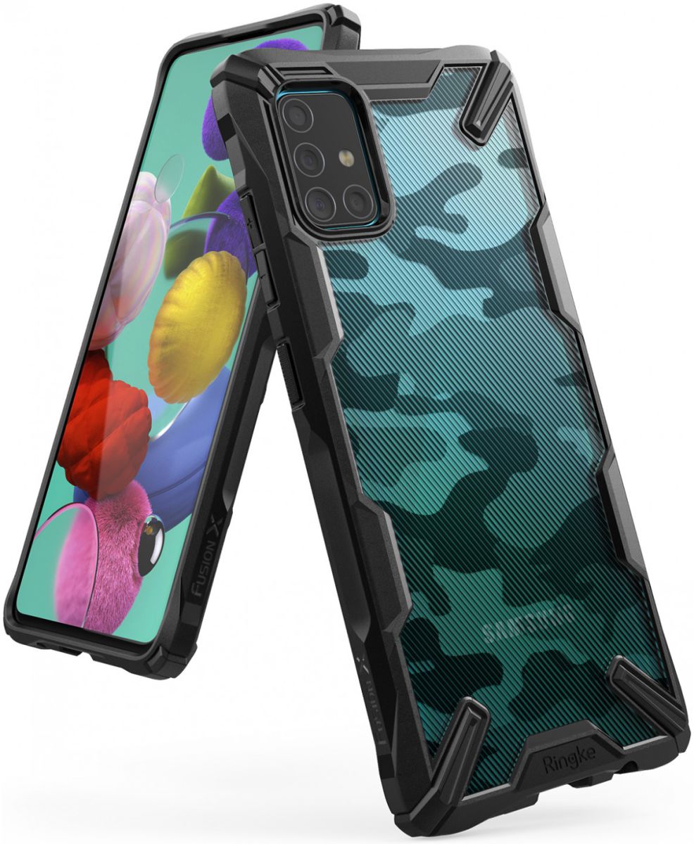 Ringke Fusion X Samsung Galaxy A51 Hoesje Camo Design Zwart afbeelding 1