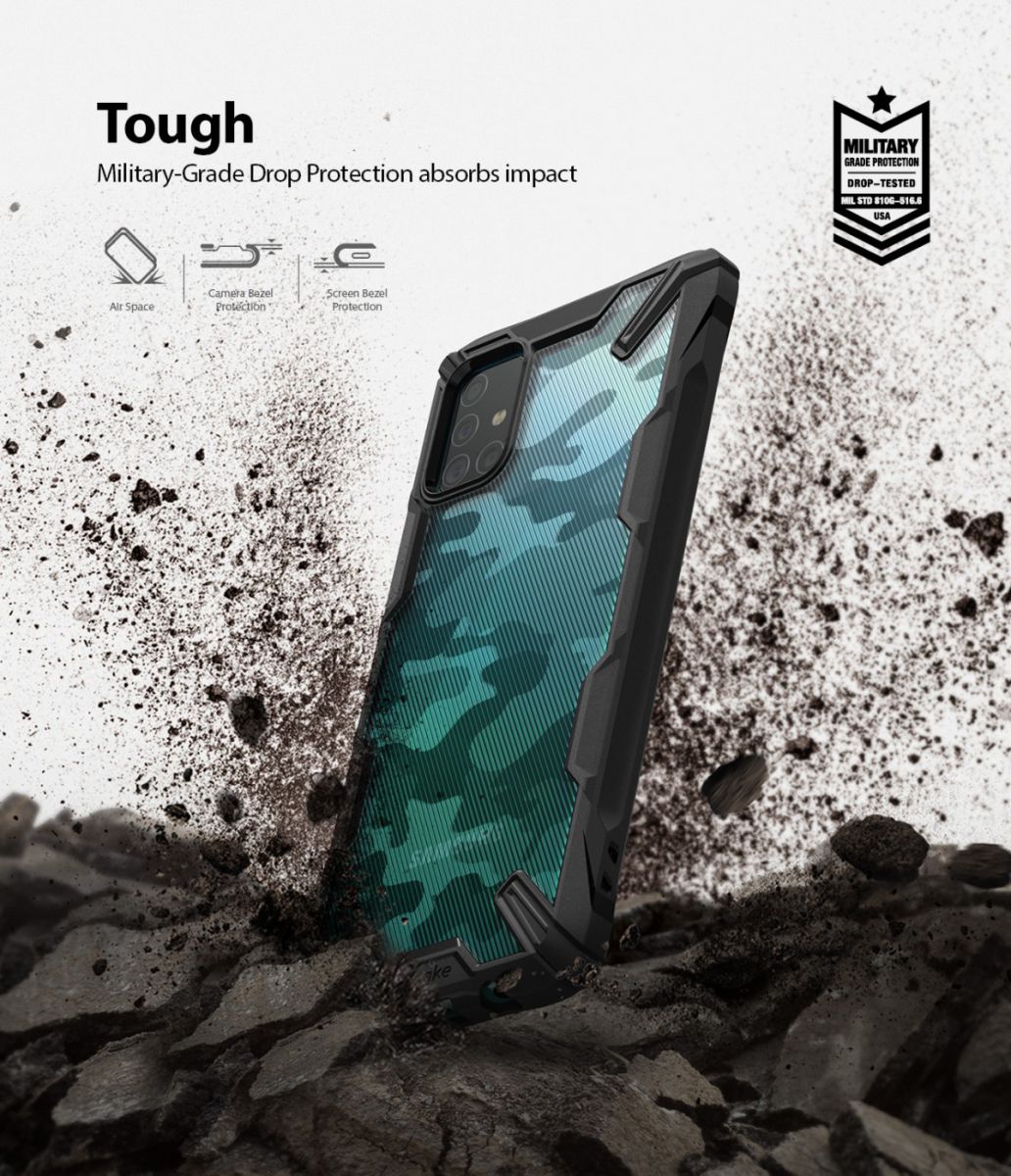 Ringke Fusion X Samsung Galaxy A51 Hoesje Camo Design Zwart afbeelding 8