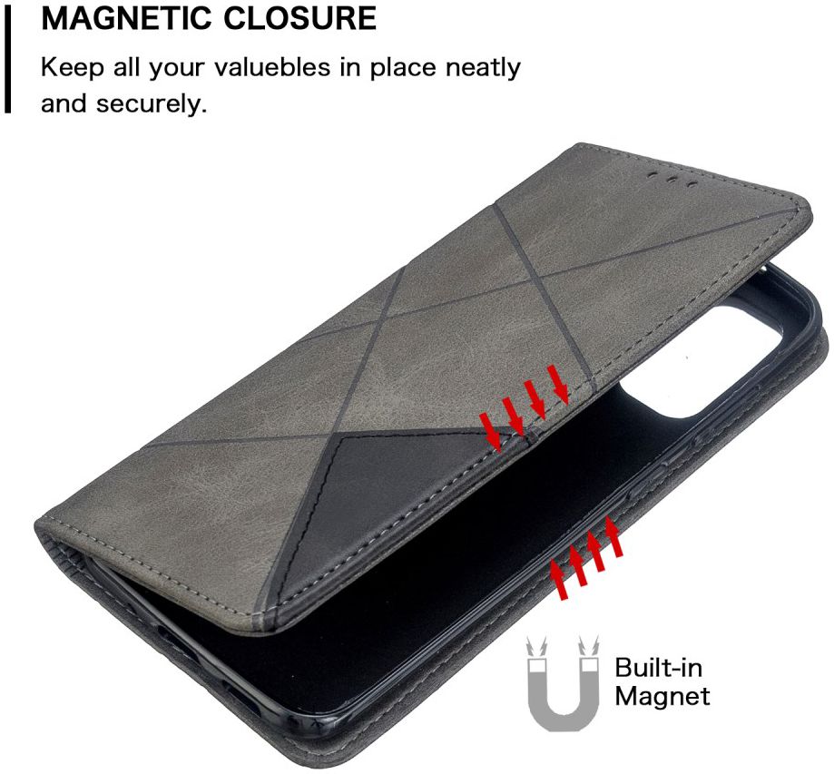 Samsung Galaxy S20 Hoesje Geometrie Wallet Book Case Voor Pasjes Grijs afbeelding 7