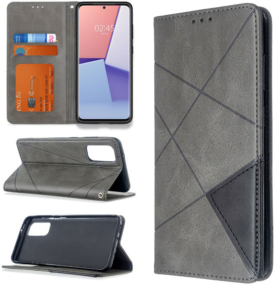 Samsung Galaxy S20 Hoesje Geometrie Wallet Book Case Voor Pasjes Grijs afbeelding 5